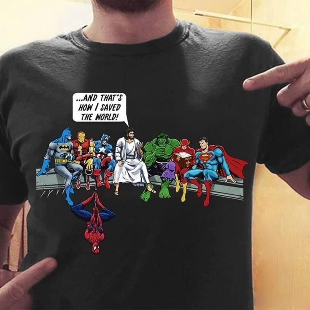 Jesus And Superhero T Shirt_zon